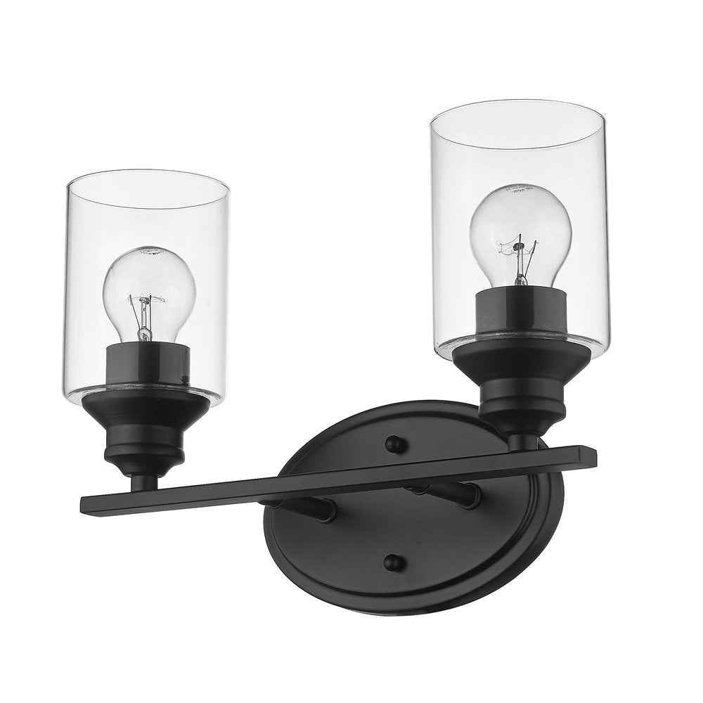 10" Black And Clear Metal and Glass Vanity Flush Mounted Sconce
