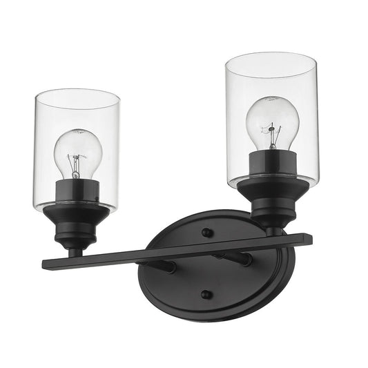 10" Black And Clear Metal and Glass Vanity Flush Mounted Sconce