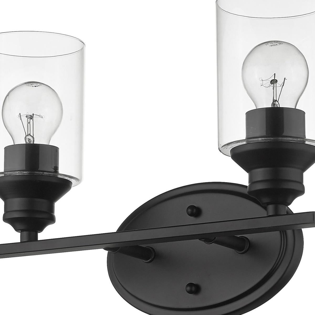 10" Black And Clear Metal and Glass Vanity Flush Mounted Sconce