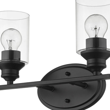 10" Black And Clear Metal and Glass Vanity Flush Mounted Sconce
