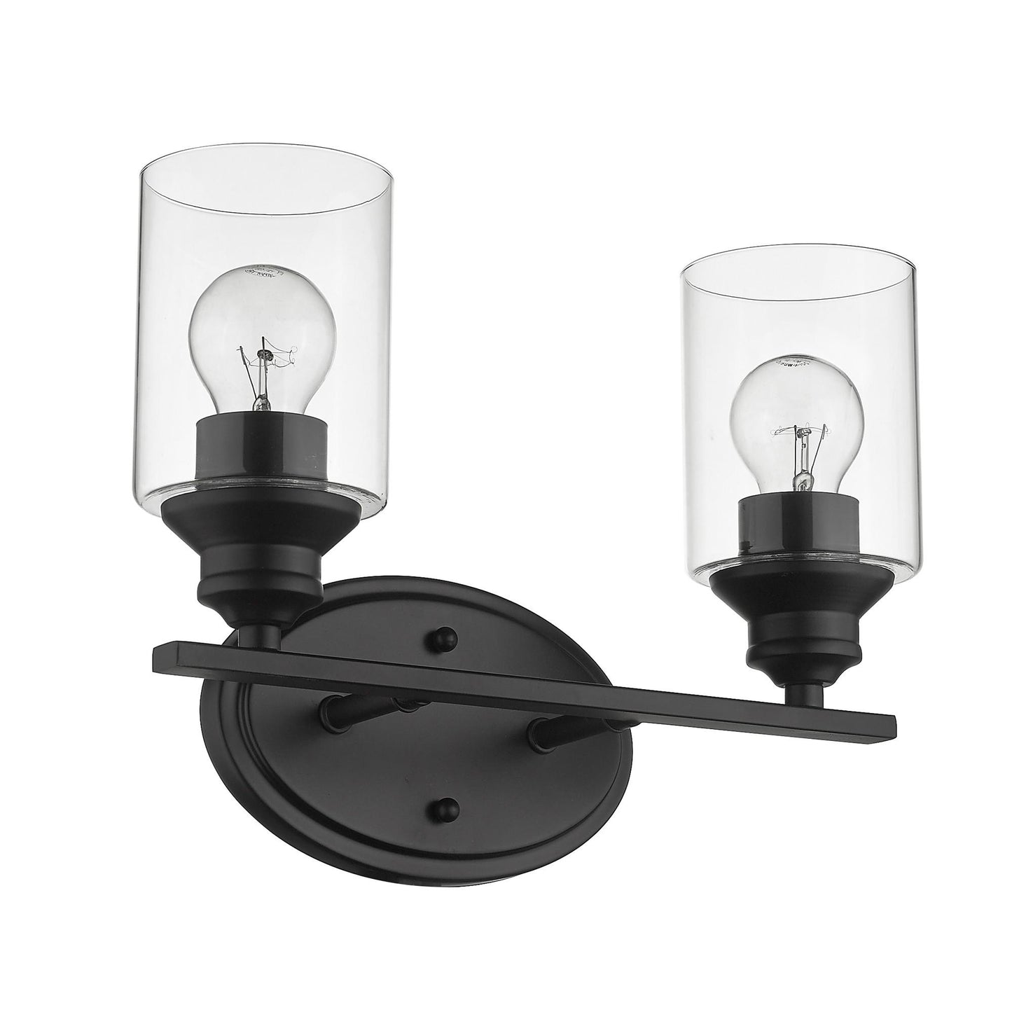 10" Black And Clear Metal and Glass Vanity Flush Mounted Sconce