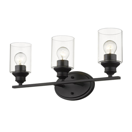10" Black And Clear Metal and Glass Vanity Flush Mounted Sconce