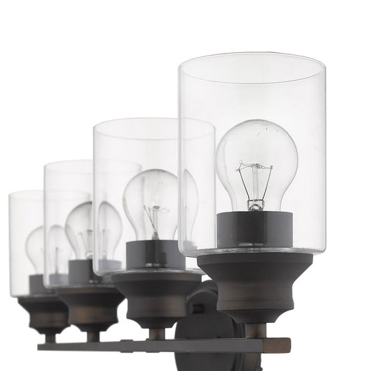 31" Bronze And Clear Steel And Glass Four Light Flush Mounted Sconce