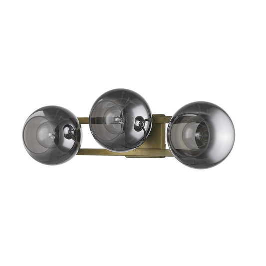 9" Smoky Black And Brass Metal Vanity Flush Mounted Sconce