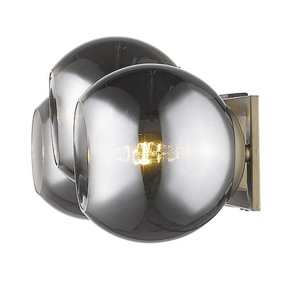 9" Smoky Black And Brass Metal Vanity Flush Mounted Sconce