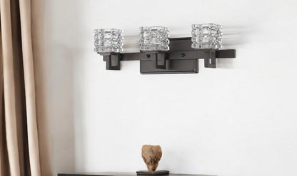 6" Black And Clear Metal Vanity Flush Mounted Sconce