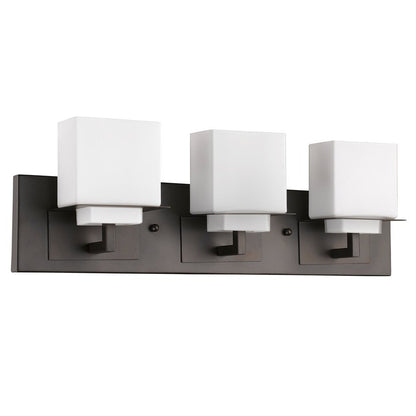 7" Black And White Metal and Glass Vanity Flush Mounted Sconce