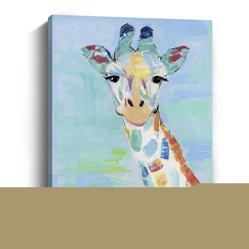 24" x 18" Pastel Patchwork Giraffe Canvas Wall Art