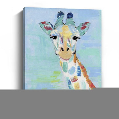 24" x 18" Pastel Patchwork Giraffe Canvas Wall Art