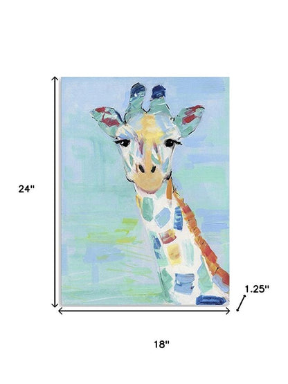 24" x 18" Pastel Patchwork Giraffe Canvas Wall Art