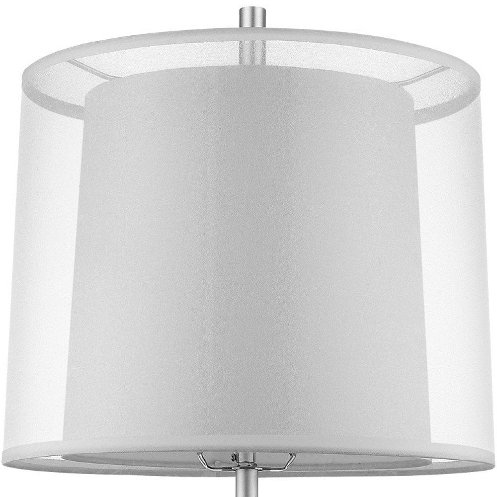 31" Silver Metal Table Lamp With White Empire Shade