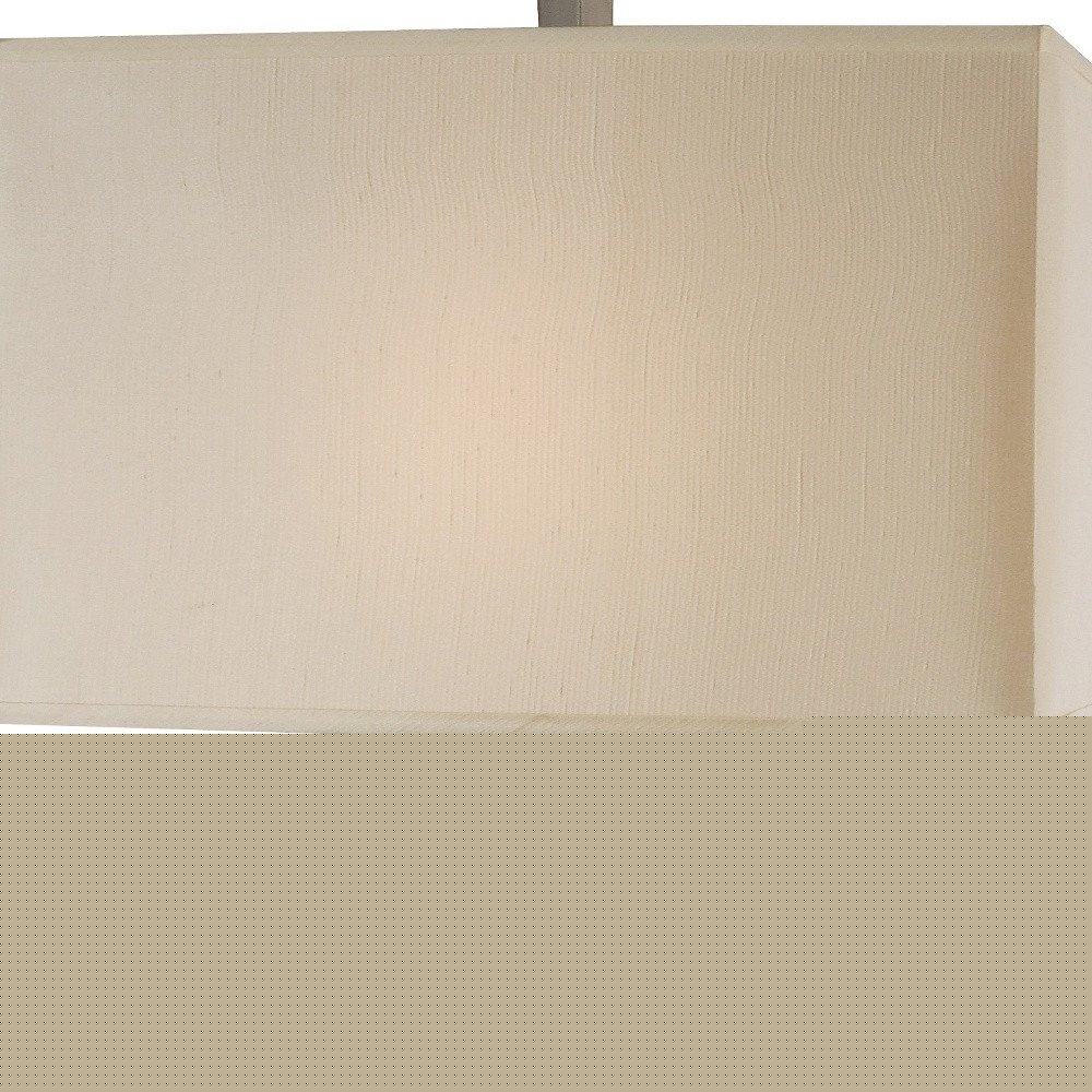 36" Nickel Iron Geometric Table Lamp With Ivory Shade