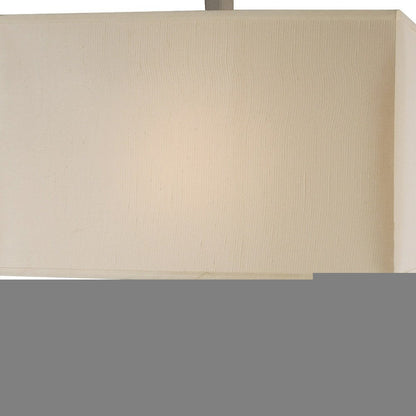 36" Nickel Iron Geometric Table Lamp With Ivory Shade