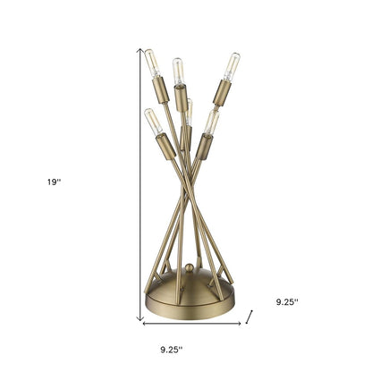 19" Brass Metal Six Light Novelty Table Lamp