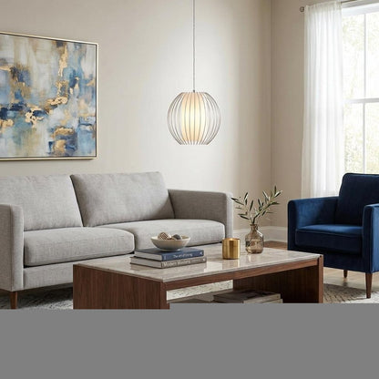 Acrylic and Steel Shade Hanging Globe Light