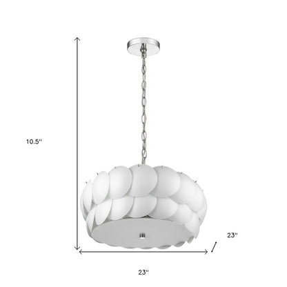 Selene 6-Light Polished Chrome Pendant With Overlapping Frosted White Glass Discs Shade