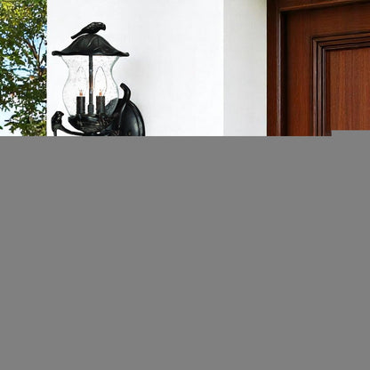 Matte Black Bird Detail Lantern Wall Light