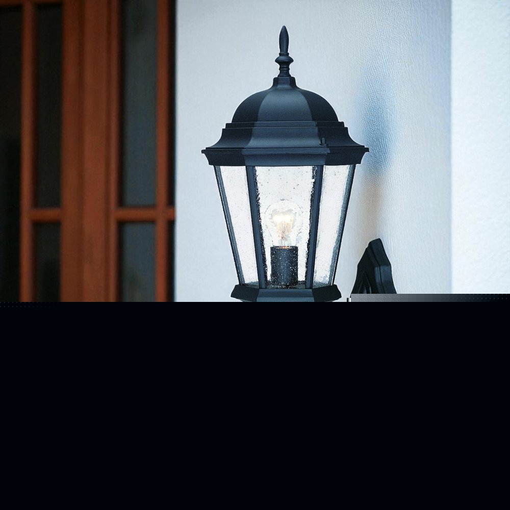 Matte Black Swing Arm Glass Lantern Wall Light