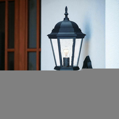 Matte Black Swing Arm Glass Lantern Wall Light