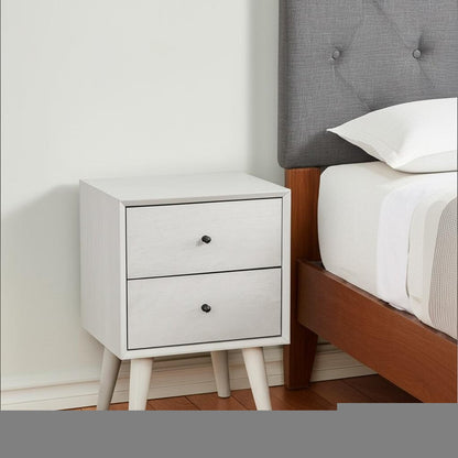 Gray Century Modern Wood 2 Drawer Nightstand