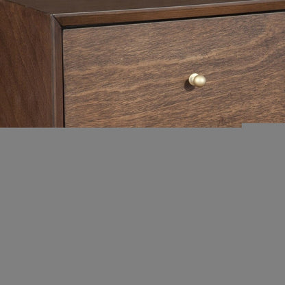 26" Brown Solid Wood and Wood Two Drawer Nightstand