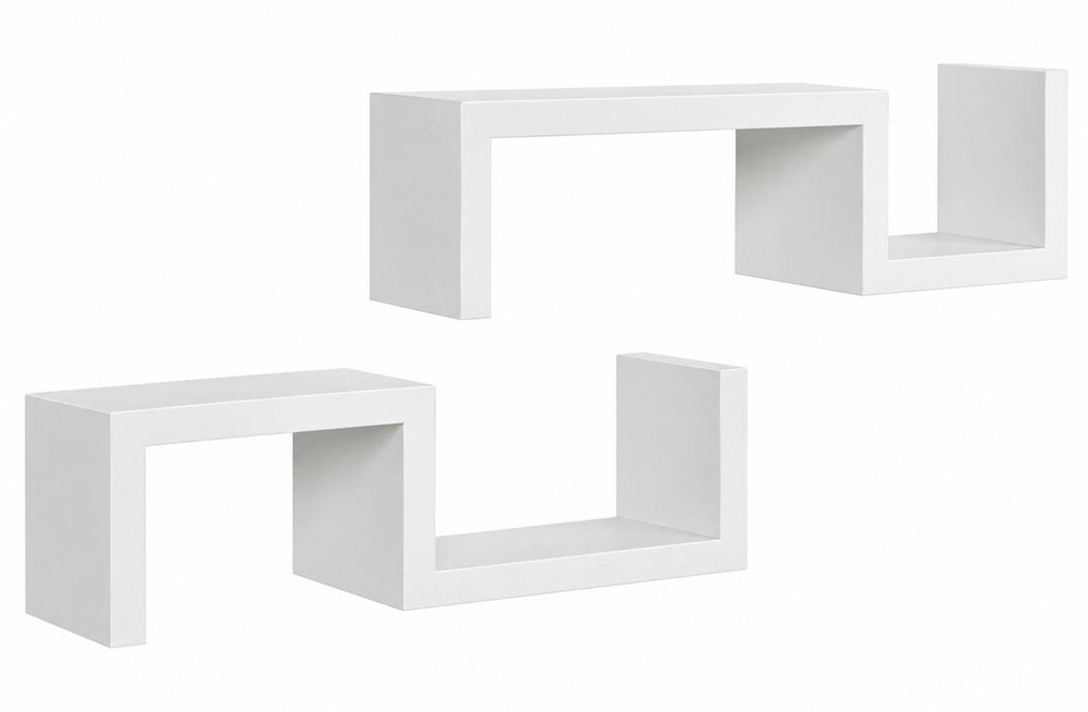 24" Two Shelves Solid Wood Wall Mounted Shelving Unit