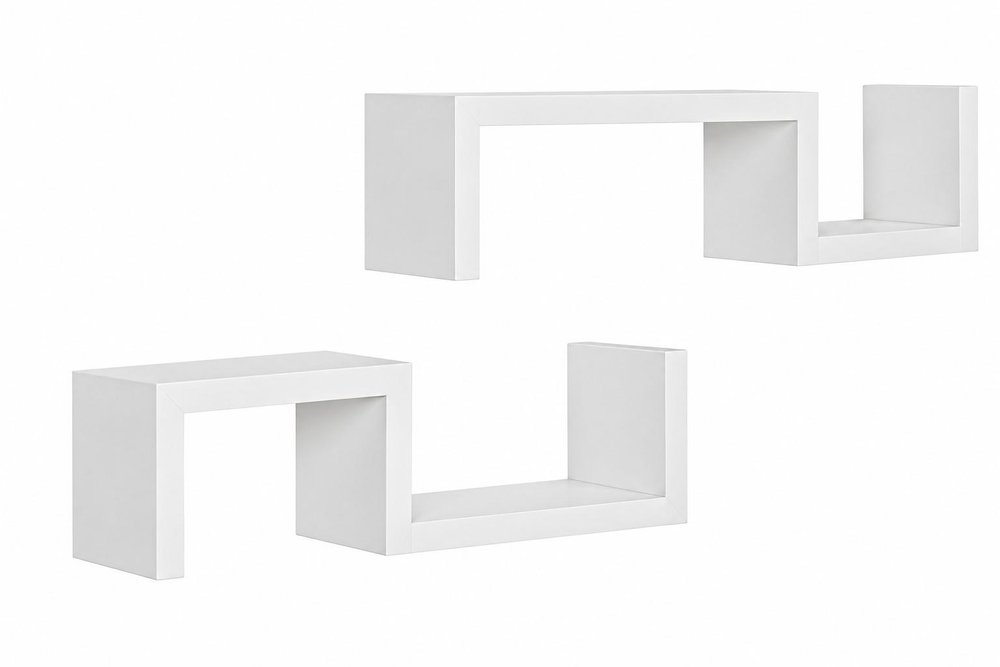 24" Two Shelves Solid Wood Wall Mounted Shelving Unit