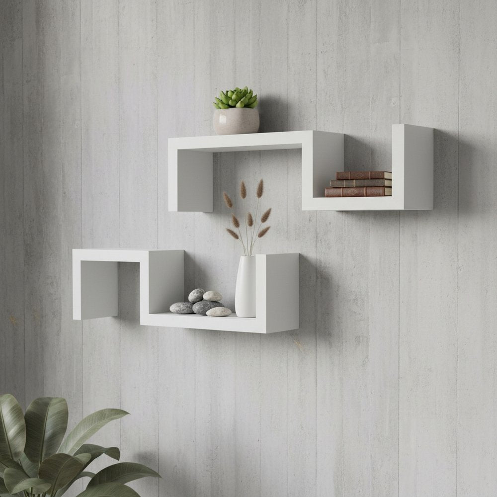 24" Two Shelves Solid Wood Wall Mounted Shelving Unit