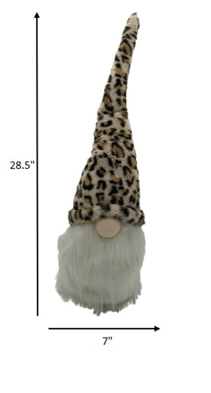 29" Tan Fabric Christmas Standing Gnome Tabletop Sculpture