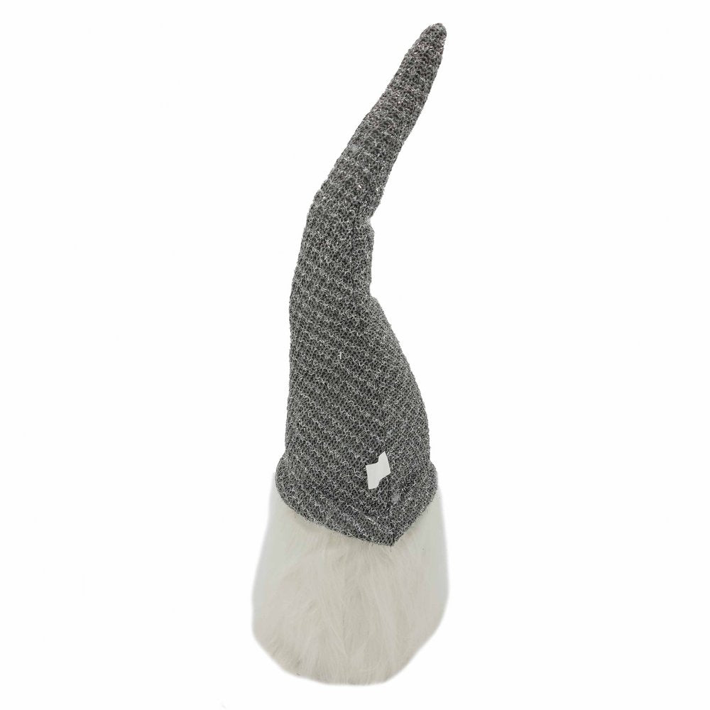 28" Gray Fabric Christmas Standing Gnome Tabletop Sculpture
