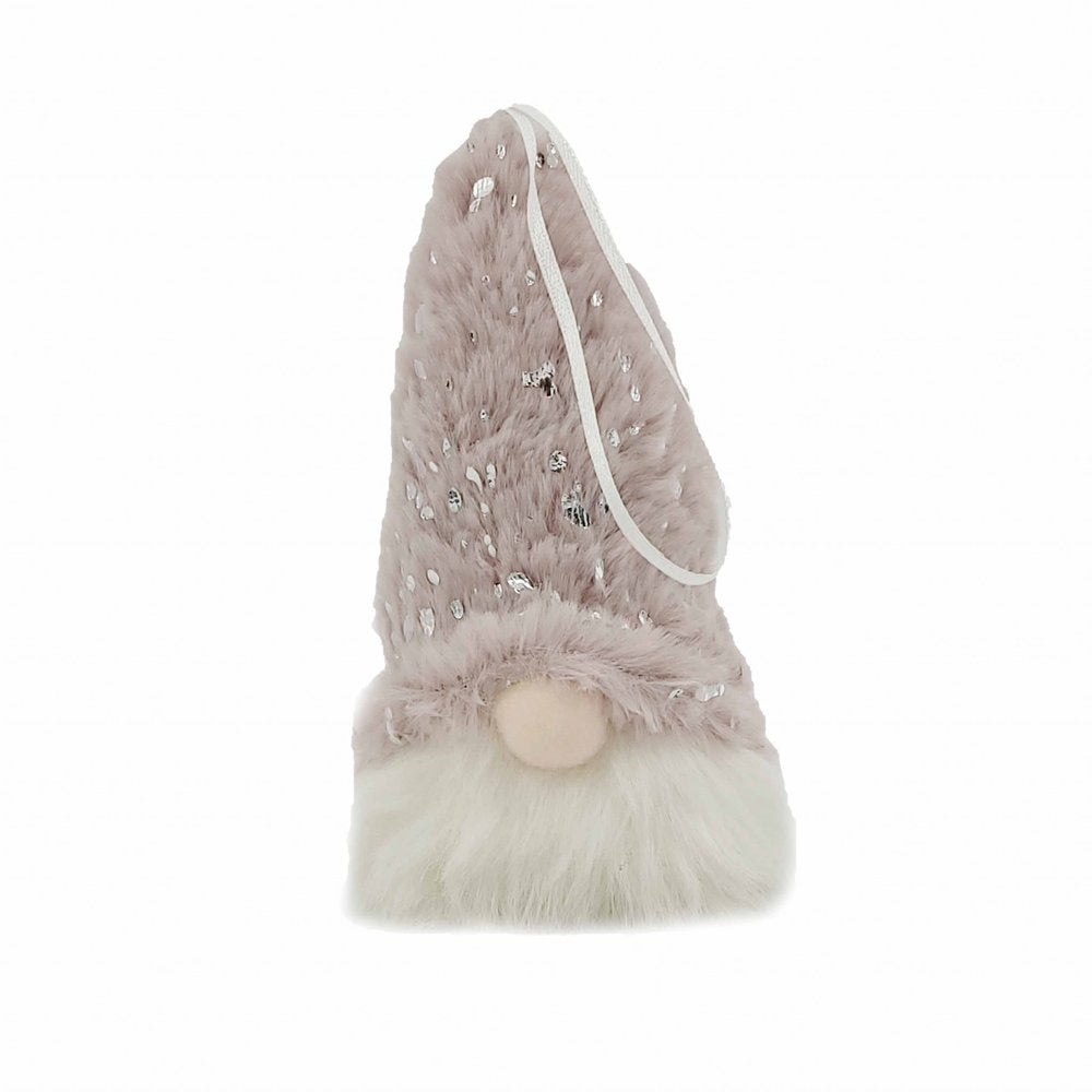 7" Pink Fabric Christmas Standing Gnome Tabletop Sculpture