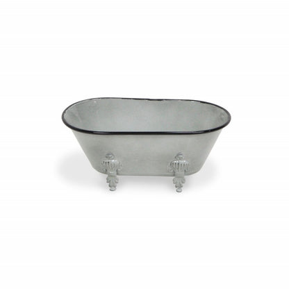 5" Gray Polyresin Hand Painted Decorative Tub Tabletop Sculpture