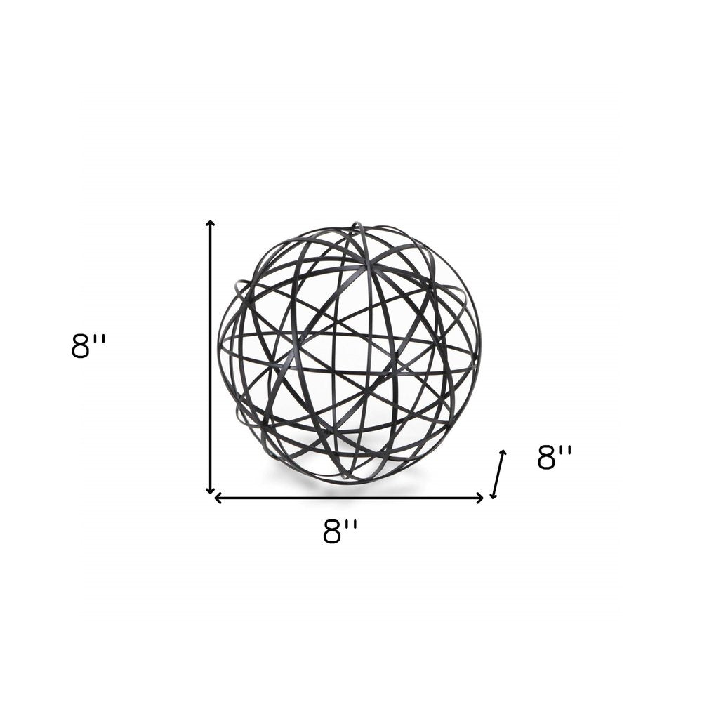 8" Black Solid Wood Hand Painted Tabletop Sculpture