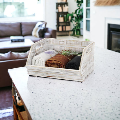 13" Gray Solid Wood Desk Organizer