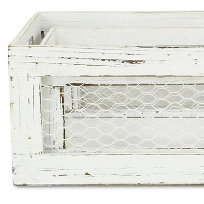 Set of Two White Solid Wood Crate