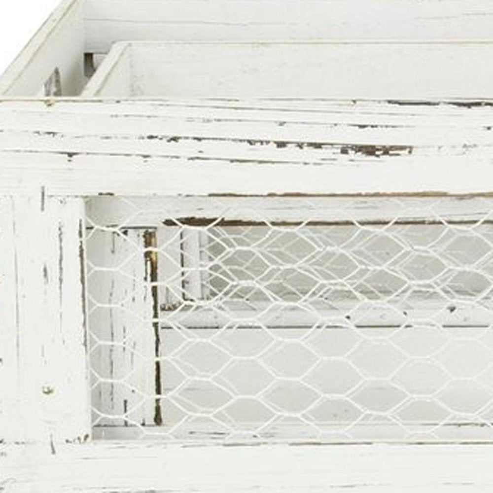 Set of Two White Solid Wood Crate