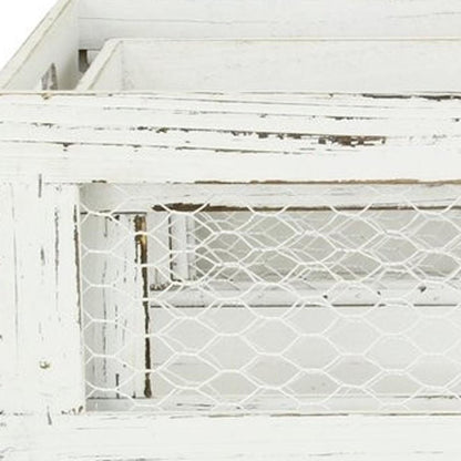 Set of Two White Solid Wood Crate