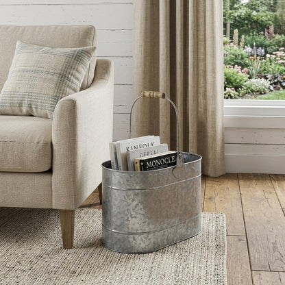 12" Gray Galvanized Steel Bucket