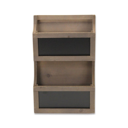 Set of Two Brown Solid Wood File Organizer