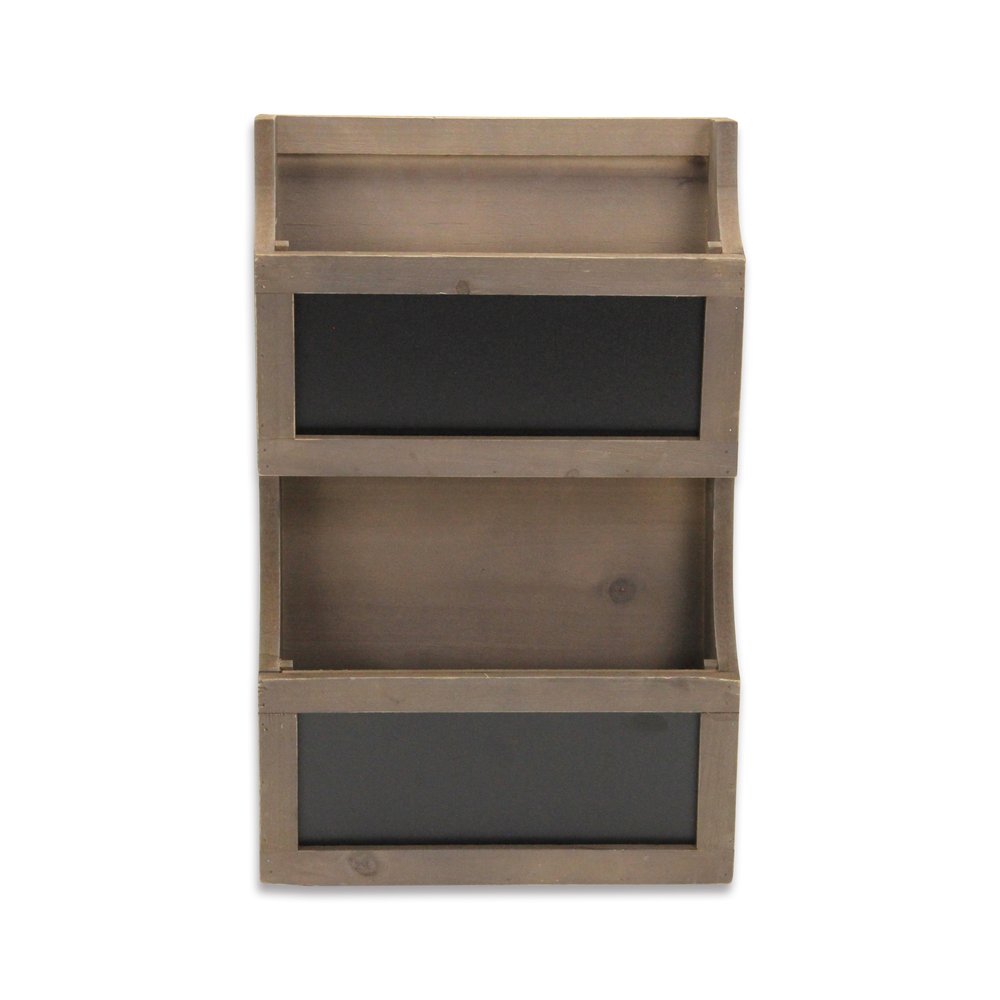 Set of Two Brown Solid Wood File Organizer