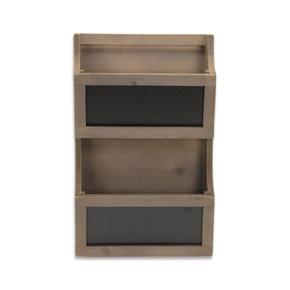 Set of Two Brown Solid Wood File Organizer