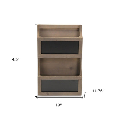 Set of Two Brown Solid Wood File Organizer