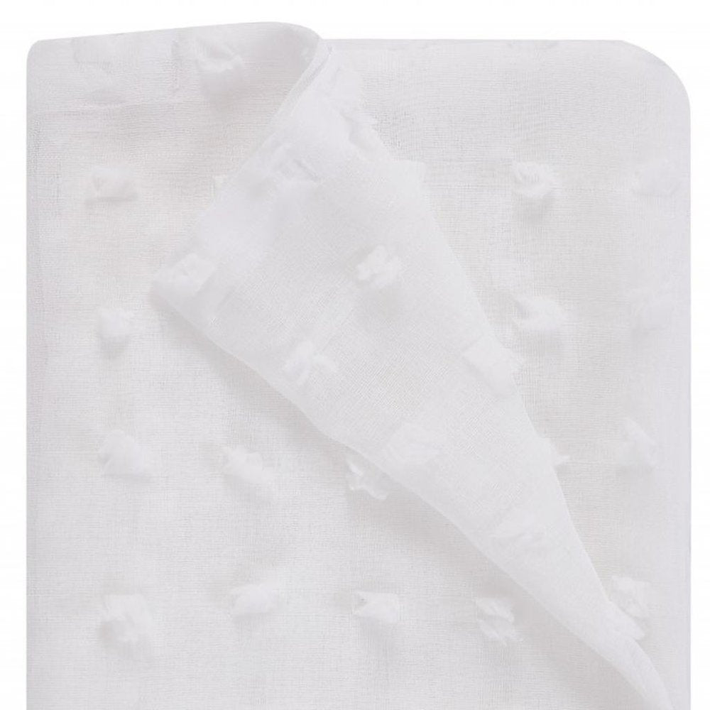 White Puff Sheer Shower Curtain