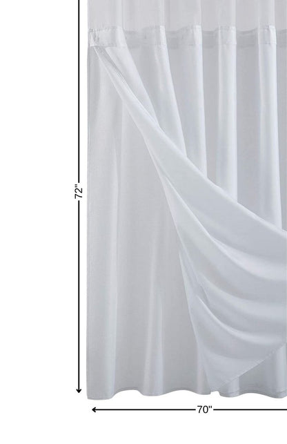 White Sheer and Grid Shower Curtain and Liner Set