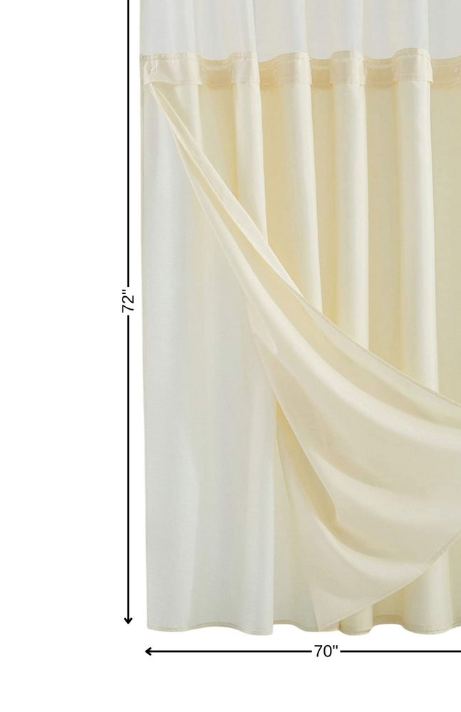 Ivory Sheer and Grid Shower Curtain and Liner Set