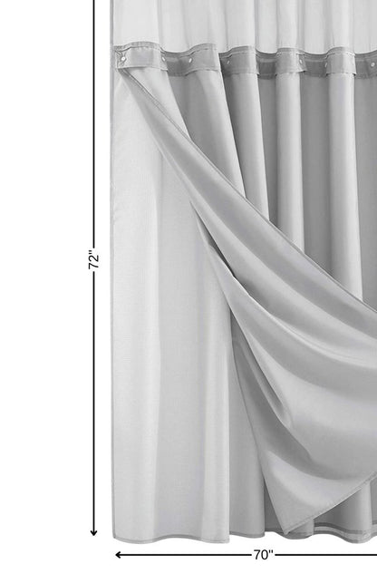 Silver Modern Grid Shower Curtain and Liner Set