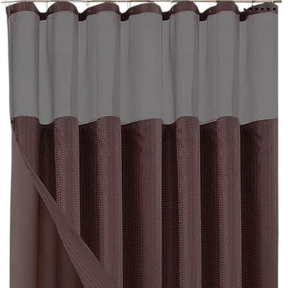 Brown Modern Grid Shower Curtain and Liner Set
