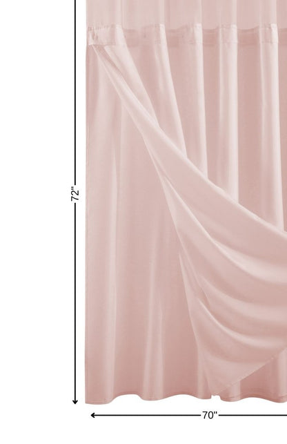 Blush Sheer and Grid Shower Curtain and Liner Set