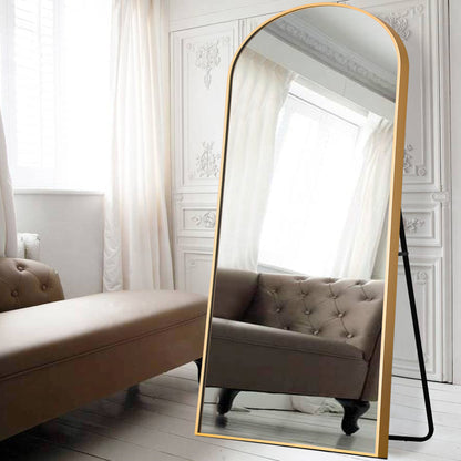 71" Gold Arch Metal Framed Freestanding Standing Mirror