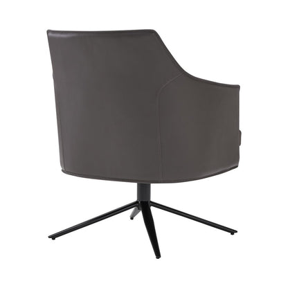 26" Gray and Black Faux Leather Swivel Lounge Chair